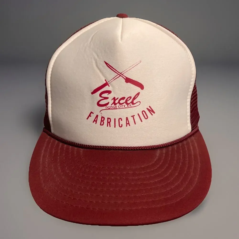 Excel Fabrication Trucker SnapBack Cap Maroon OS Adjustable Nissin